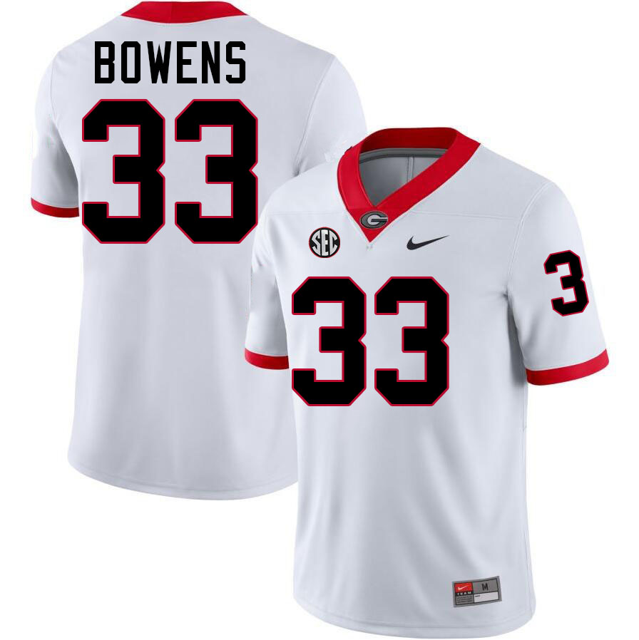 #33 Chauncey Bowens UGA Jersey,University Of Georgia Bulldogs Football Jersey,Uniforms,Gears-White